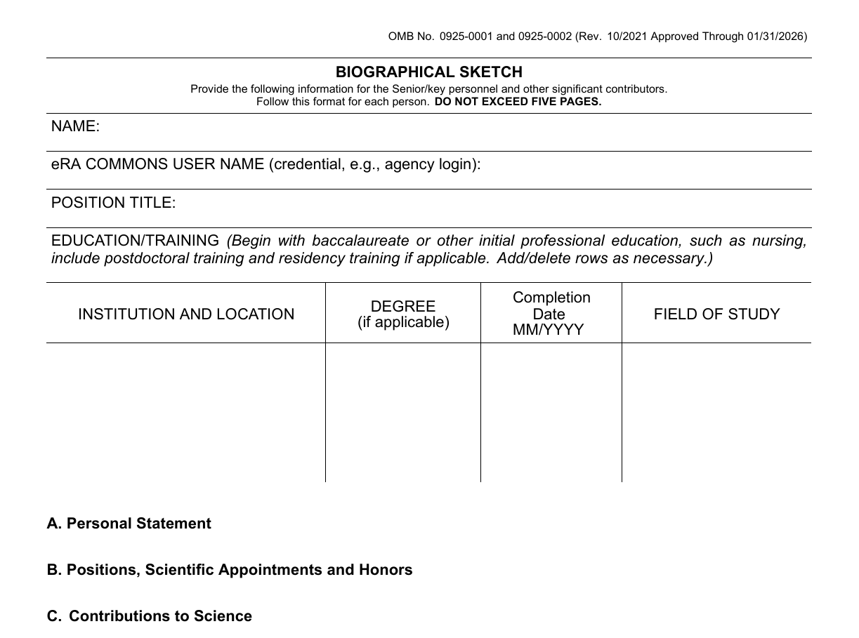 OMB Biographical Sketch